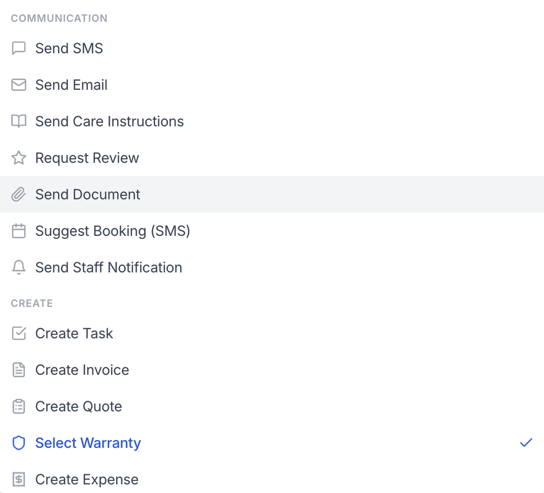 Automation actions including staff notifications