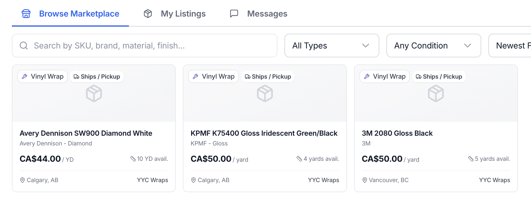 Material marketplace