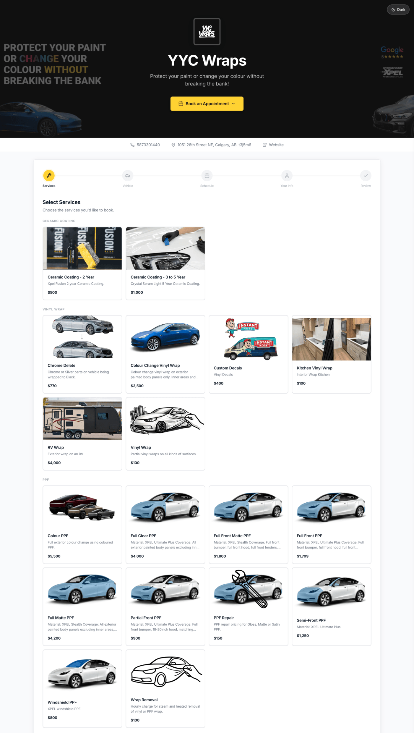 Wrapstart online booking shop