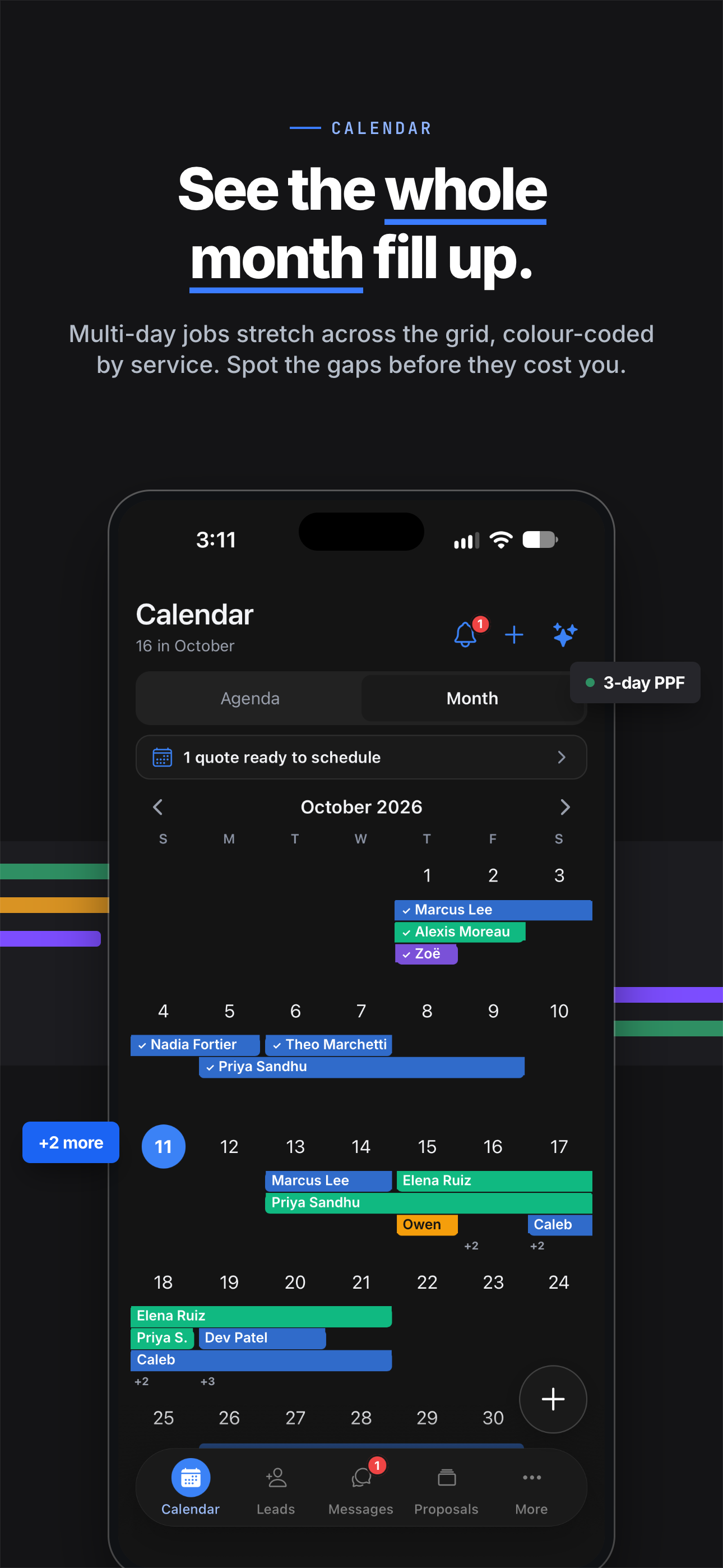 Wrapstart app — Month view. See the whole month fill up.