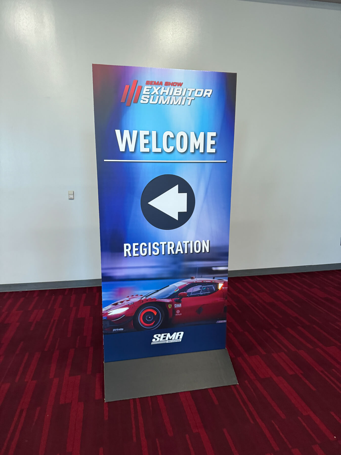 SEMA Show Exhibitor Summit welcome and registration banner