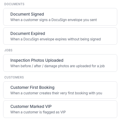 Document, job and customer triggers
